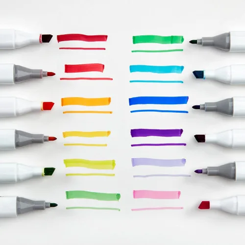 View image 3 of 9 for KINGART PRO Double-Ended Alcohol Ink Art Markers, 60 COLORS, Fine Point & Chisel Tips, Permanent with Superior Blendability, Includes Plastic Case, 60 Pc.