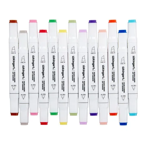 View image 4 of 9 for KINGART PRO Double-Ended Alcohol Ink Art Markers, 60 COLORS, Fine Point & Chisel Tips, Permanent with Superior Blendability, Includes Plastic Case, 60 Pc.