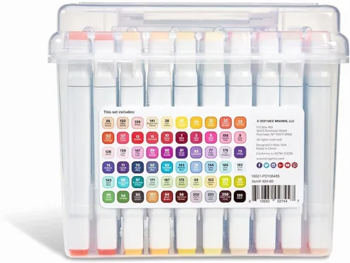 View image 6 of 9 for KINGART PRO Double-Ended Alcohol Ink Art Markers, 60 COLORS, Fine Point & Chisel Tips, Permanent with Superior Blendability, Includes Plastic Case, 60 Pc.