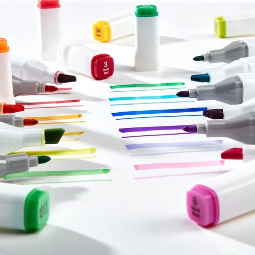 View image 7 of 9 for KINGART PRO Double-Ended Alcohol Ink Art Markers, 60 COLORS, Fine Point & Chisel Tips, Permanent with Superior Blendability, Includes Plastic Case, 60 Pc.