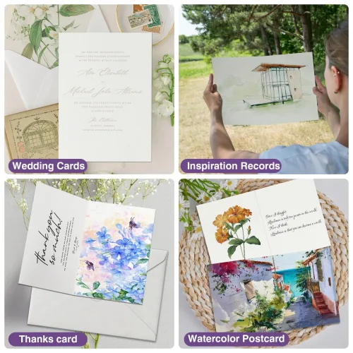 View image 4 of 9 for KOVIEDE 50 Pack Foldable Blank Watercolor Cards with Envelopes 4 x 6 Inch