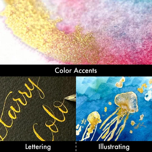 View image 4 of 7 for Kuretake GANSAI TAMBI STARRY COLORS, 6 colors set, Watercolor paint for Professional, for artists and crafters,Illustrations, Drawing, Lettering, Made in Japan
