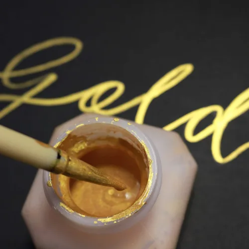 View image 4 of 5 for Kuretake Gold MICA Ink, for dip Pen, Brush, Artist, Non Toxic Paints, Metallic, 60ml, Ideal for Illustration, Lettering, Drawing, Writing, outlining on Bright and Dark Colored Papers