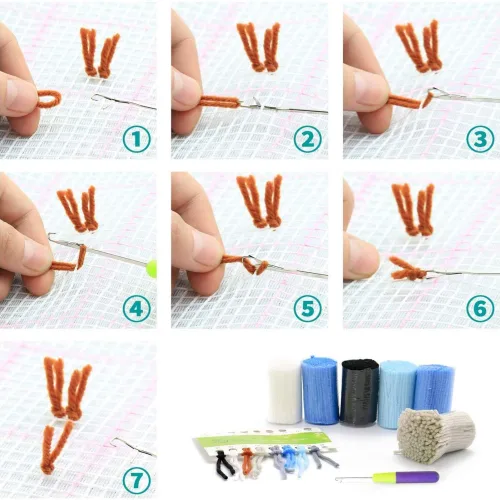 View image 2 of 5 for Latch Hook Kits for Adults, DIY Rug Kits Special-Shaped Animal Fox