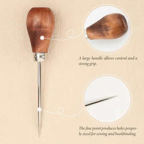 View image 3 of 8 for Lineco Heavy Duty Awl for Bookbinding Projects, Large Handle