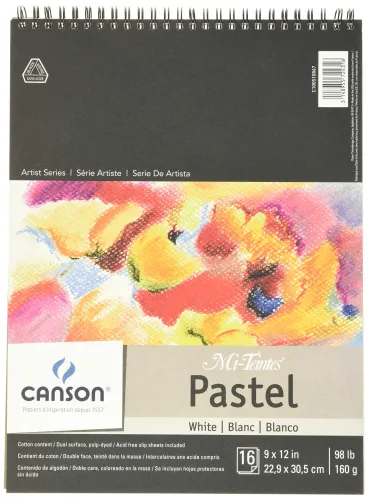 Mi-Teintes Pastel Pad, White with Glassine 9"X12" Top Wire (100510867) by Canson