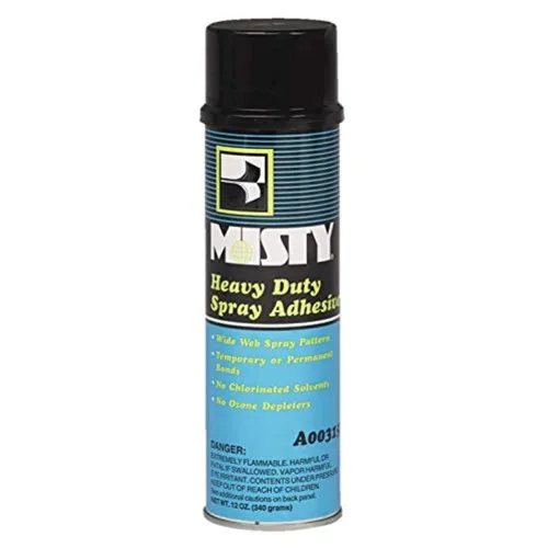 View image 4 of 5 for Misty Heavy-Duty Spray Adhesive - 12 oz (Case of 12) - 1002035 - Wide Pattern, Aerosol, for Temporary and Permanent Bonding on Leather, Cardboard, Most Plastics, and Cloth