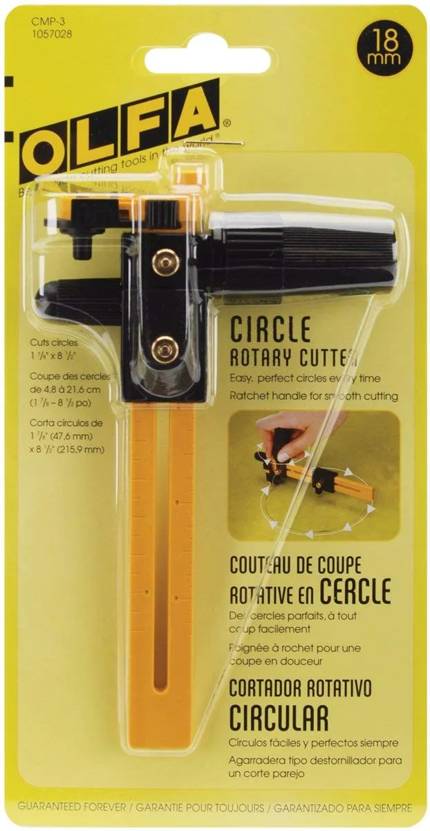 OLFA 18mm Rotary Circle Cutter (CMP-3) - 1.5-8.75" Circles, Ratchet