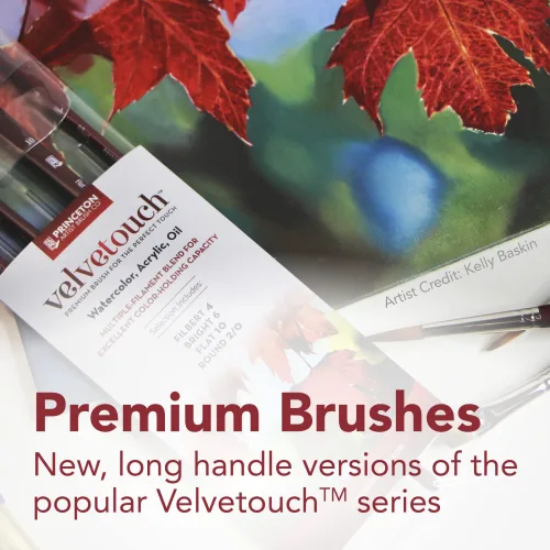 View image 2 of 7 for Princeton Velvetouch Jenna Rainey Blooms Brush, Long Handle, Size 12 - Professional Artist Brushes for Mixed Media, Acrylic, Oil