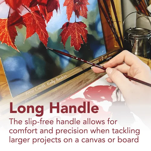 View image 3 of 7 for Princeton Velvetouch Jenna Rainey Blooms Brush, Long Handle, Size 12 - Professional Artist Brushes for Mixed Media, Acrylic, Oil