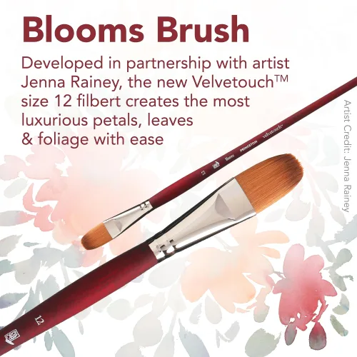 View image 5 of 7 for Princeton Velvetouch Jenna Rainey Blooms Brush, Long Handle, Size 12 - Professional Artist Brushes for Mixed Media, Acrylic, Oil