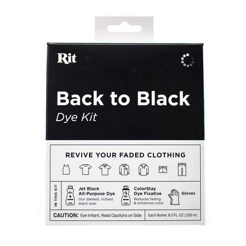 Rit Dye Back to Black Kit – Includes Jet Black All Purpose Dye, ColorStay Dye Fixative, & Gloves – Restore Faded Fabrics by Craft County