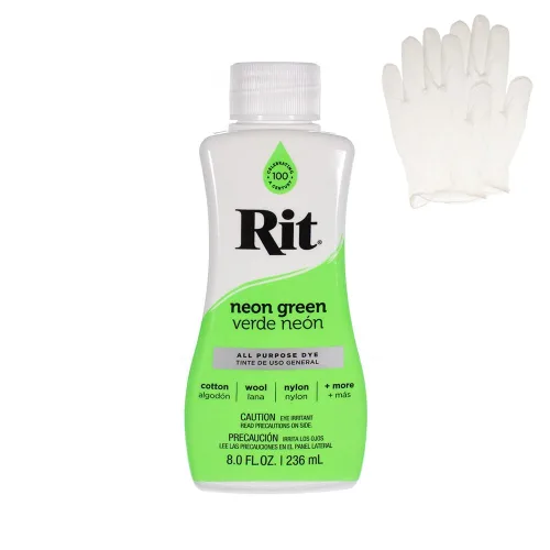 Rit Dye – Liquid Fabric Dye for Crafting, Clothing, and Décor – 8 oz. Bottle – Neon Green (Gloves Included) by Craft County