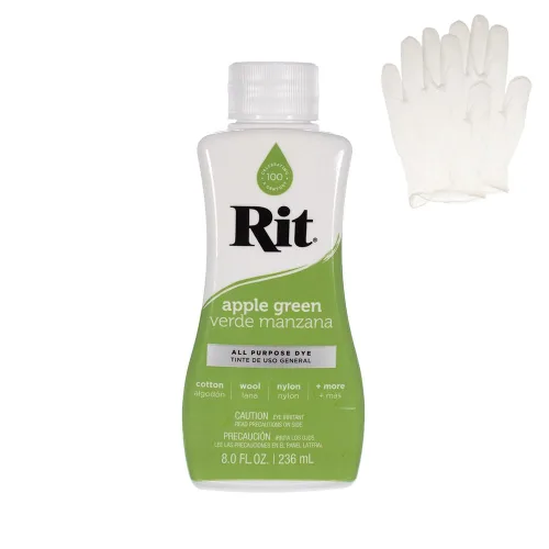 Rit Dye – Liquid Fabric Dye for Crafting, Clothing, and Décor – 8 oz. Bottle – Apple Green (Gloves Included) by Craft County