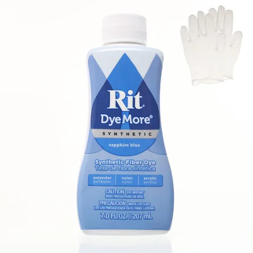 Rit DyeMore 7 Oz. Synthetic Liquid Fiber Dye Single Pack with Plastic Gloves for Clothing, Décor, and Crafts – Sapphire Blue by Craft County