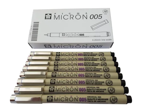 View image 4 of 7 for Sakura Pigma Micron pen 005 Black ink marker felt tip pen, Archival pigment ink, fine point for artist drawing pens - 8 pen set