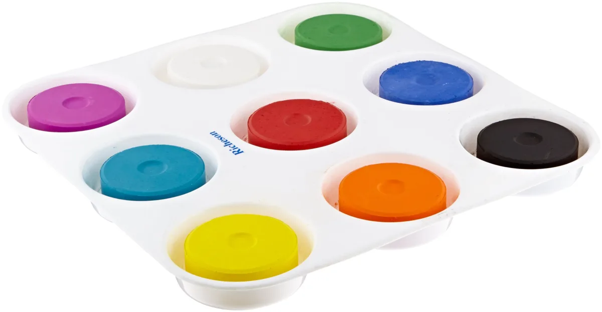 Sax Non-Toxic Giant Tempera Paint Cakes with Tray - 2 1/4 x 3/4 inch - Set of 9 - Assorted Colors - 402321 by Jack Richeson