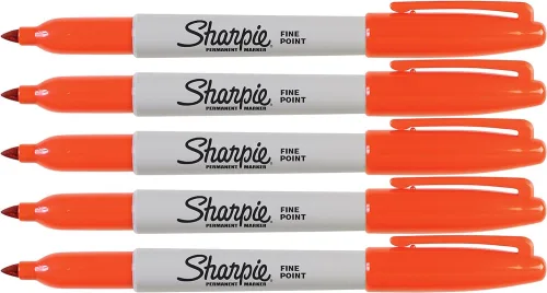 Sharpie Orange Markers, Fine Point Tip, Permanent Markers, 5-Count
