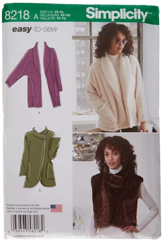 Simplicity 8218 Easy-to-Sew Women's Lined Coat & Vest Sewing Pattern, Sizes XS-XL