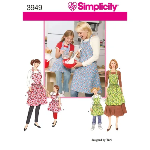 Simplicity Child and Adult Matching Apron Sewing Patterns, Sizes S-L