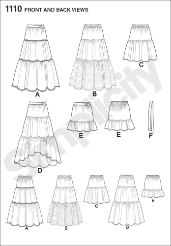 View image 3 of 3 for Simplicity S1110 Women's Tiered Skirt Sewing Pattern, Sizes XXS-XXL