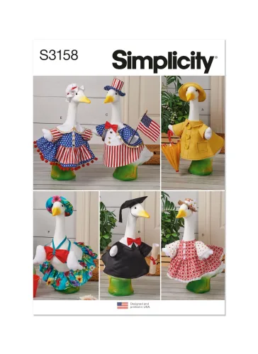 Simplicity S3158 Sewing Pattern Summer Clothes for Porch and Lawn Geese, One Size