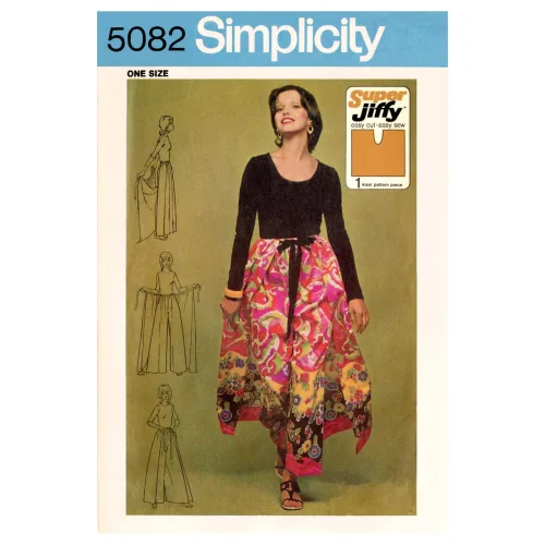 View image 2 of 5 for Simplicity SS9595OS Misses' Vintage 1970's Jiffy Wrap and Tie Pantskirt Sewing Pattern Packet, Design Code S9595, One Size