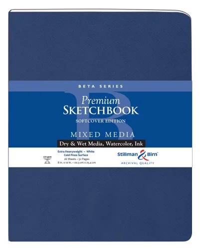 Stillman & Birn Beta Series Softcover Sketchbook, 8" x 10", 270 GSM (Extra Heavyweight), White Paper, Cold Press Surface