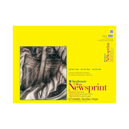 Strathmore 300 Series Tape Bound Newsprint Pad, 32 lb. Rough Paper, 24 X 36 inches, 50 Sheets (307-824)