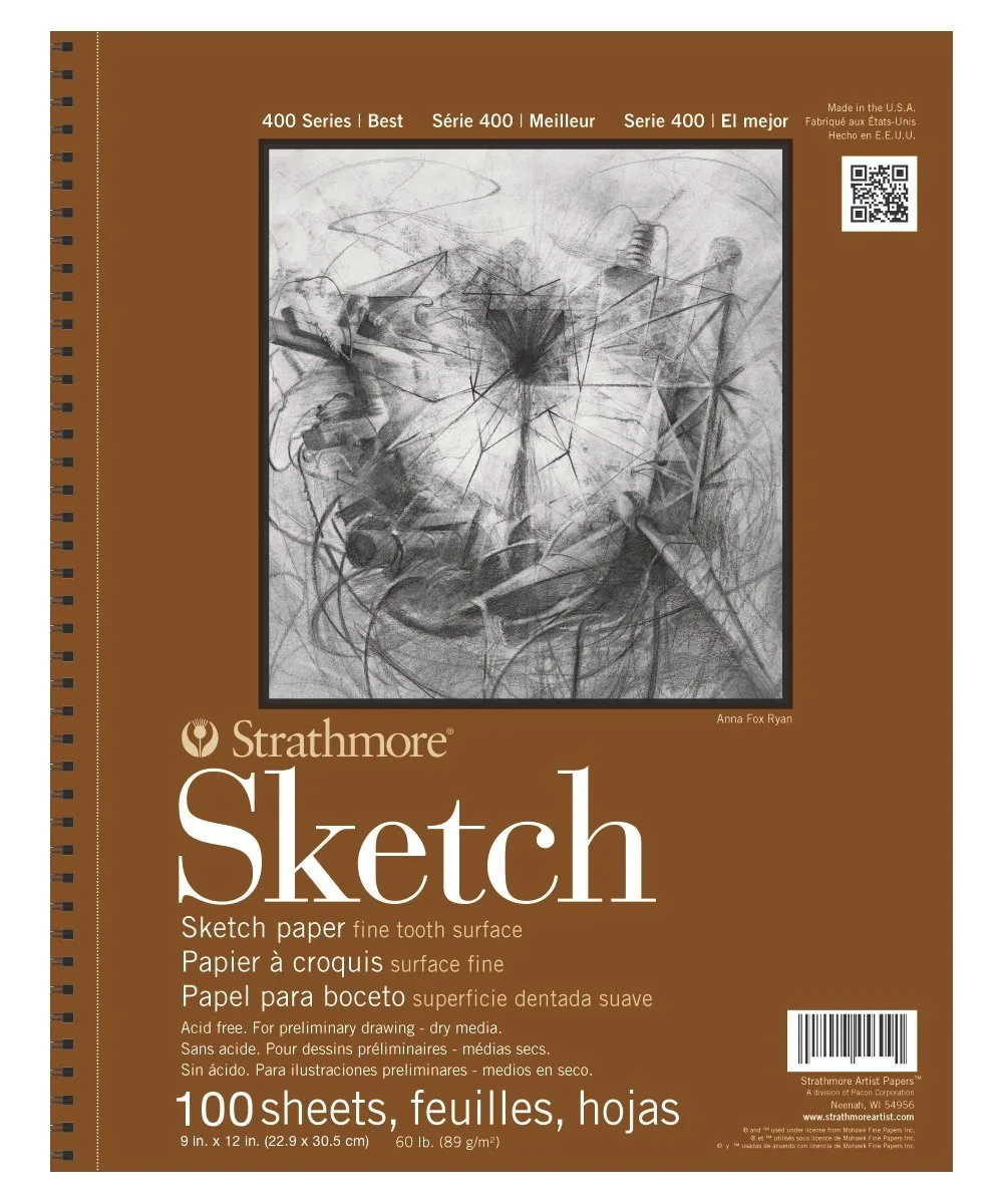 Strathmore 400 Series Sketch Pad, 9x12 inch, 50 Sheets - Artist Sketchbook for Drawing, Illustration, Art Class Students