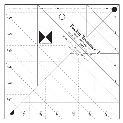 View image 2 of 8 for Studio 180 Design | Deb Tucker’s | Tucker Trimmer™I Quilting Ruler – Precise Trim Tool for Half & Quarter Square Triangles | 11 Unit Sizes, Step-by-Step Instructions & Bonus Block