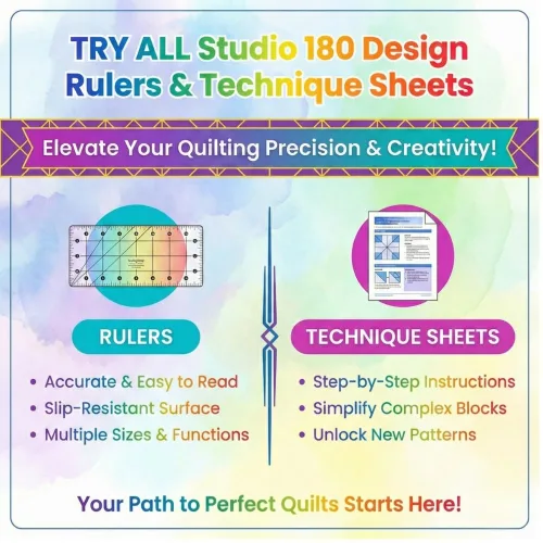 View image 8 of 8 for Studio 180 Design | Deb Tucker’s | Tucker Trimmer™I Quilting Ruler – Precise Trim Tool for Half & Quarter Square Triangles | 11 Unit Sizes, Step-by-Step Instructions & Bonus Block