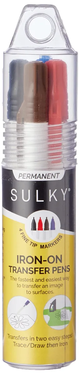 Sulky Iron-On Transfer Pens 4/Pkg-Black, Blue, Brown & Red