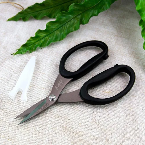 View image 5 of 6 for Tim Holtz Small Scissors - 5 Inch Mini Snips with Micro Serrated Blade - Craft Tool for Cutting Paper, Fabric, and Sewing - Titanium with Black Comfort Grip Handles