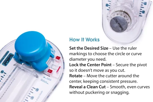 View image 6 of 8 for TrueCut 360° Fabric Circle Cutter – Rotary Cutting Tool for Quilting, Sewing, Crafting – Cuts Perfect 1-12" Circles in Fabric, Felt, Vinyl, Paper – Easy-to-Use Precision Blade