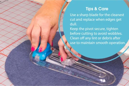 View image 7 of 8 for TrueCut 360° Fabric Circle Cutter – Rotary Cutting Tool for Quilting, Sewing, Crafting – Cuts Perfect 1-12" Circles in Fabric, Felt, Vinyl, Paper – Easy-to-Use Precision Blade