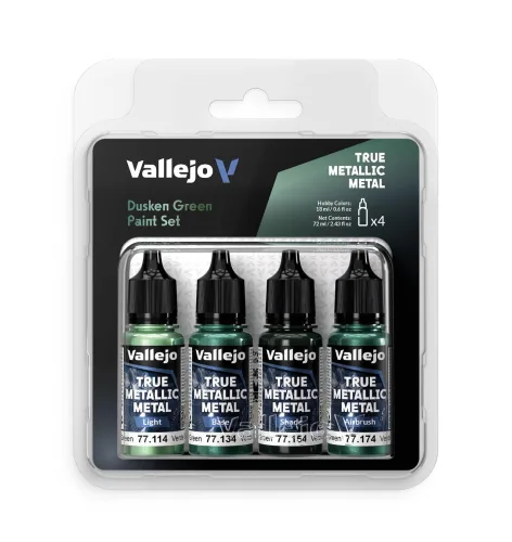 Vallejo - Dusken Green Set, True Metallic Metal, 4 Bottles x 0.6 fl.oz.