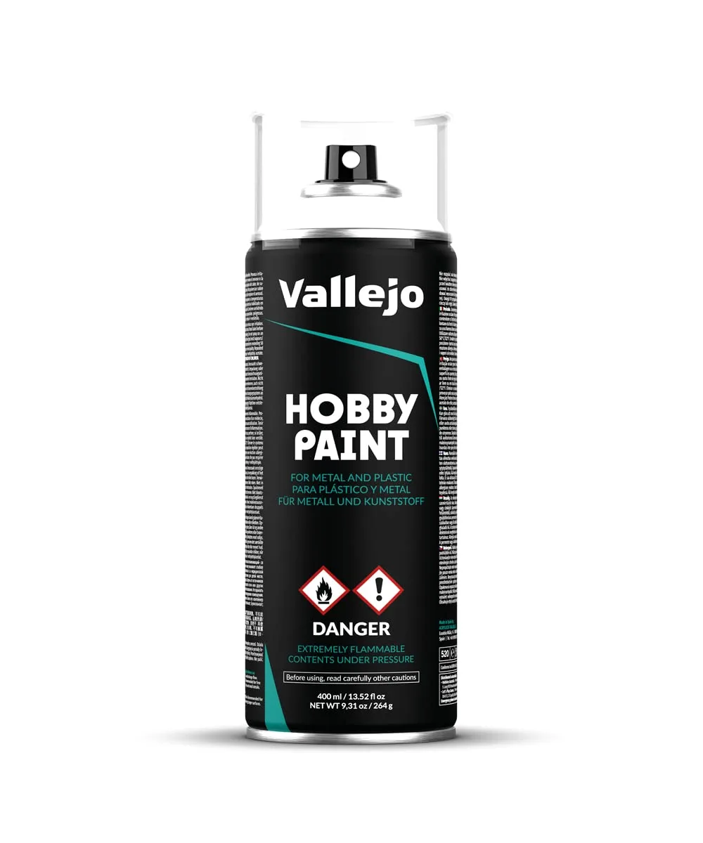 Vallejo - Hobby Paint Spray Basic Primer | White 400 ml. (13.52 fl.oz.) | Perfect Matt and Self Levelling Finish