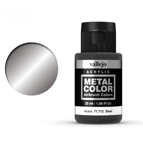 View image 2 of 2 for Vallejo - Metal Color | Steel 32 ml (1.08 fl.oz.) | Faithfully Reproduce Different Metallic Finishes