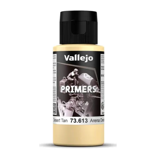 Vallejo - Surface Primer Color | Desert Tan Acrylic Primer 60 ml (2.02 fl.oz.) | Matte Finish and Fast Drying | Perfect for Airbrushing and Great Adhesion to Figurines and Scale Models