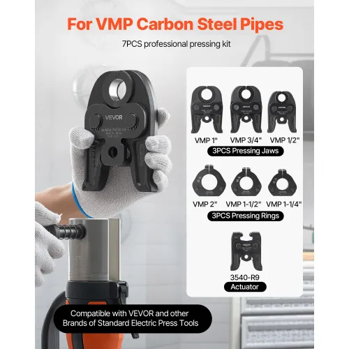 View image 2 of 9 for VEVOR 7PCS VMP Pressing Kit with 3 Press Jaws, 3 Press Rings & 1 Actuator