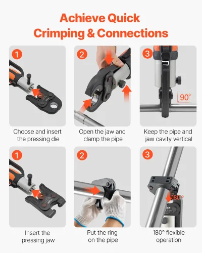 View image 5 of 9 for VEVOR 7PCS VMP Pressing Kit with 3 Press Jaws, 3 Press Rings & 1 Actuator