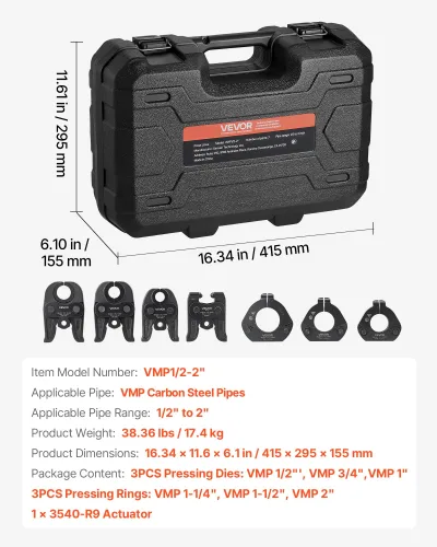 View image 7 of 9 for VEVOR 7PCS VMP Pressing Kit with 3 Press Jaws, 3 Press Rings & 1 Actuator