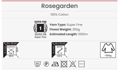 View image 3 of 9 for Yarn Art Flowers Rosegarden 100% Cotton 250gr 8.80 oz 1094yds Multicolor Cotton Yarn Rainbow Crochet Yarn Spring Summer (319)